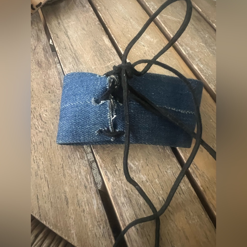 Blue Denim Lace-Up Choker - Picture 2 of 3